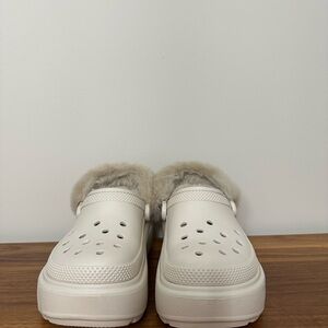 Crocs Ivory Fur-Lined Women's Clogs